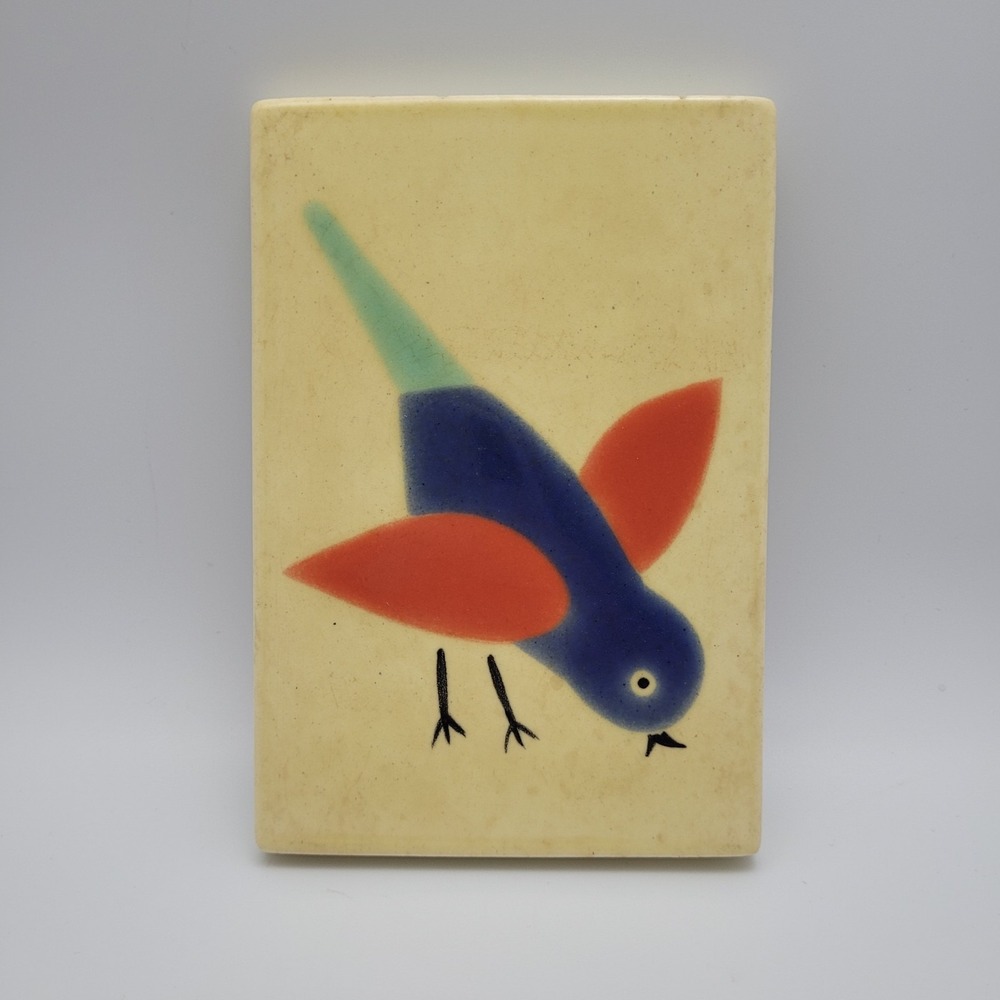 Xenia Taler Blue Orange Bird 4x6 Tile Wall Hanger